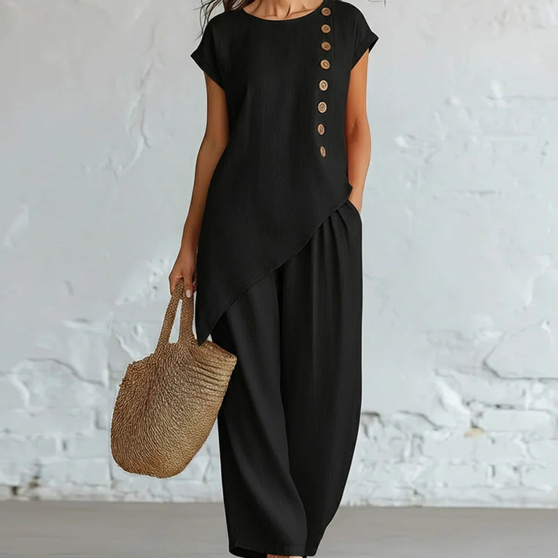 Urban Asymmetric Top and Wide Pants